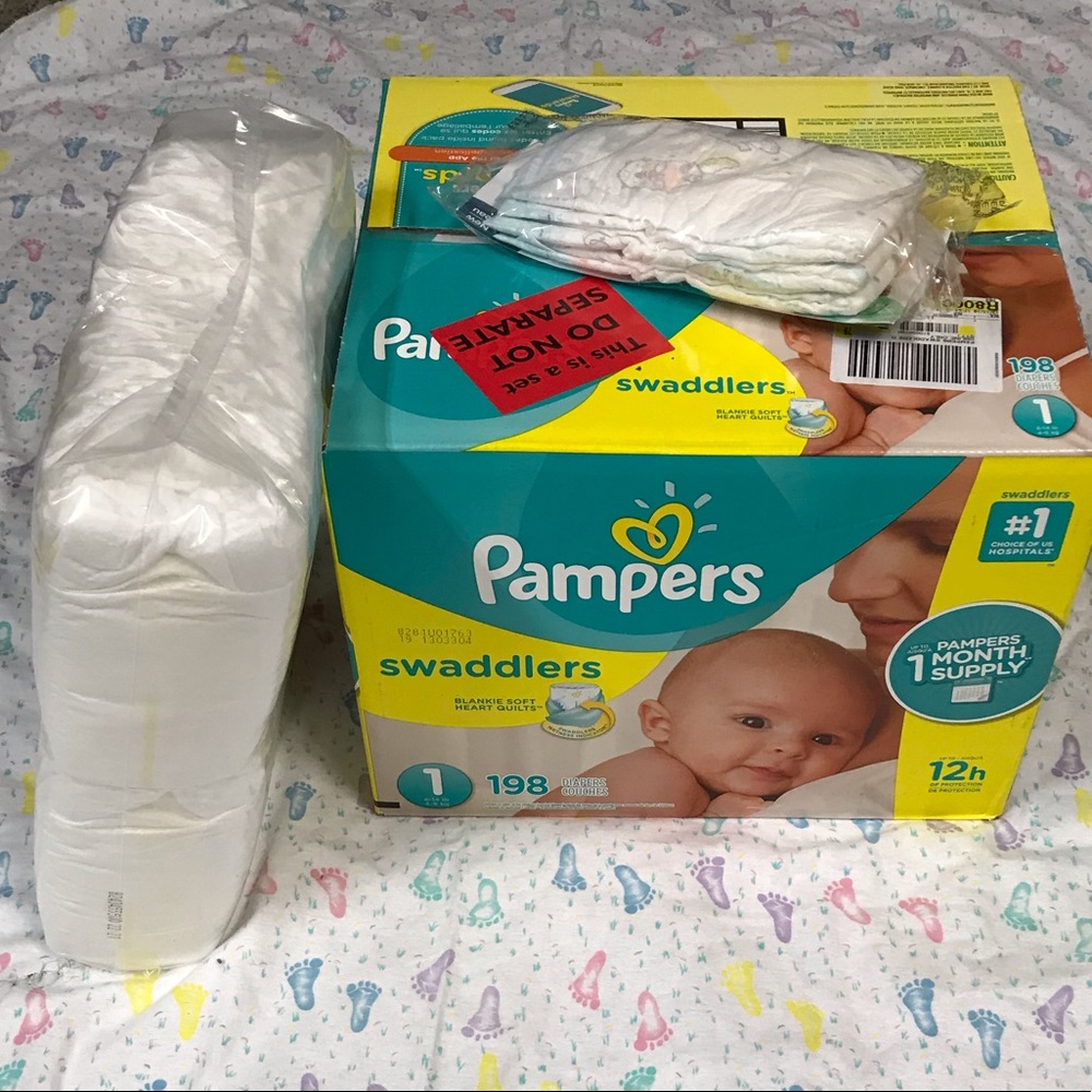 Unopened Pack of Pampers Size 1 Count 198